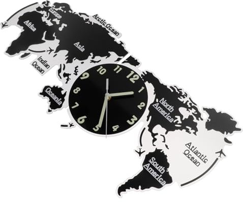 Garneck 1stk Küchenwanduhren Minimalistische Wanduhr DIY-Welt Wanduhr Modern Haushaltswanduhr Retro Weltkarte Wanduhr Batteriebetriebene Wanduhr Büro An Der Wand Montiert Nachtlicht