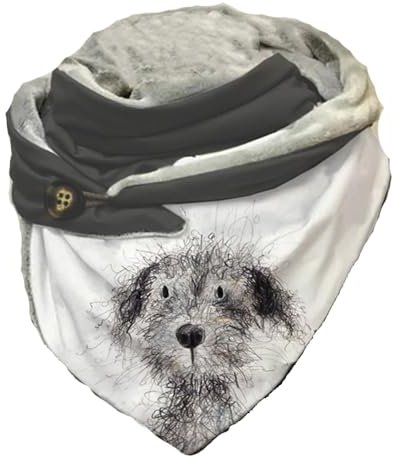Hiseng Damen Schals Groß Dreieck Winter Dreieckstuch Tier Drucken Warmer Button Knopf Winterschal Herbstschal Lieblingsschal Scarf Soft Wrap Lange Stola (Hund)