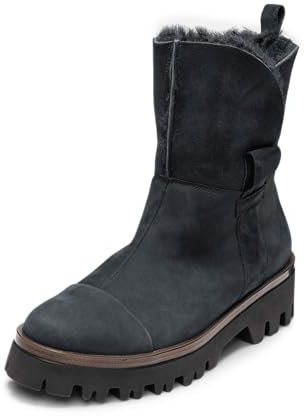VITAFORM Stiefeletten Damen Gefüttert - Warme Damen Stiefel aus weichem Veloursleder Lammfell-Gefüttert für den Winter blau 40