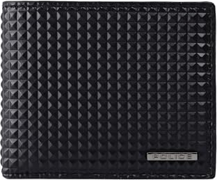 Police Portefeuille homme en cuir véritable, fin avec porte-monnaie, porte-cartes de crédit et boîte cadeau, Noir Pyramid 72, Moderne