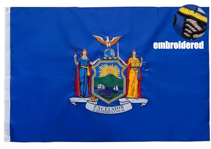 TOPFLAGS New York-Flagge, 7,6 x 12,7 cm, bestickt, langlebig, strapazierfähiges Polyester, stärkere Messingösen, 4 genähte Säume, perfekt für den Außenbereich