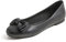 Feversole Women's Round Toe Cute Bow Trim Ballet Flats Dolly Shoes Black Vegan Leather 7 UK