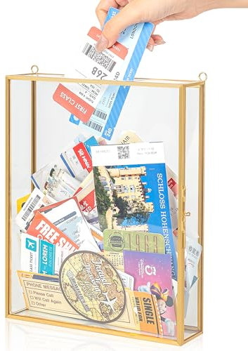 8x10 Travel Shadow Box Frame with Slot on Top, Shadow Boxes Display Case for Loading Memories, Shadow Keepsake Box for Tickets, Wine Bottle Caps, Shells, Stamps and More (Glass)