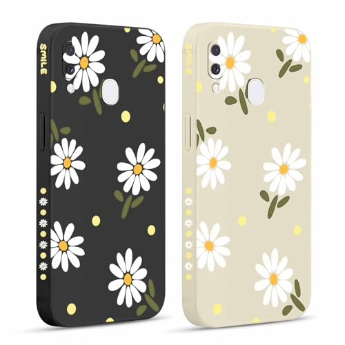 Pnakqil 2 stück Handyhülle für Samsung Galaxy A20e 5,8, Hülle Gänseblümchen Chrysantheme Bemaltes Muster süß Ästhetik Silikon Schutzhülle Tasche Schön Mädchen Kameraschutz Case