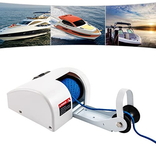 OMGGYER Bote de agua salada Molinete eléctrico con mando a distancia, 30 m, 12 V, 45 LBS marinos, cabrestante de agua dulce, para ancla, hasta 13,6 kg
