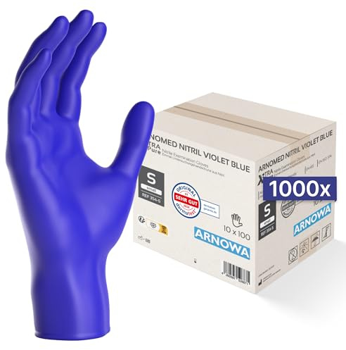 1000x ARNOMED® Einweghandschuhe akzeleratorfrei, Nitril Handschuhe S | Einmalhandschuhe hautfreundlich, Nitril Handschuhe Einweg violettblau, allergikerfreundliche Gummihandschuhe puderfrei
