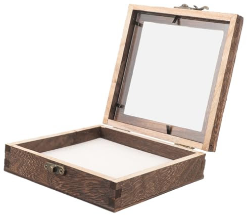 MUSISALY Holz Insektenprobenbox Mit Transparentem Deckel 10X10X1.8Zoll Multifunktionale Displaybox Für Schmetterlinge Trockenblumen Und Schmuck