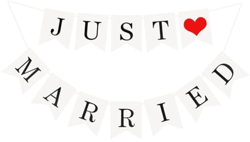 Wisafory Hochzeitsdeko Girlande Banner Vintage Hochzeitsbanner mit Seil Hochzeitsgirlande Deko für Hochzeit Fest Party Brautdusche Junggesellinnenabschied Fotografie Just Married Weiß
