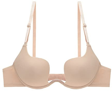 Generico Reggiseno Fascia Imbottito Reggiseno in Silicone da Donna per la Raccolta Reggiseno Comodo per la Parte Posteriore a Forma di U con Fondo Sottile e Reggiseno Fascia Imbottito (Beige, 38)