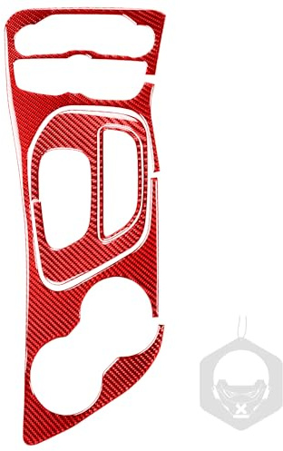Kohlefaser-Abdeckleiste, Aufkleber, Zubehör, Dekoration, kompatibel mit Dodge Challenger 2015–2023 (rot, Schaltung Armaturenbrett-Rahmen 32)