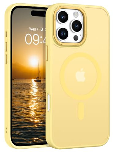 GaoBao Magnetic Case for iPhone 16 Pro Phone Case,[Compatible with MagSafe] Translucent Matte Phone Case for Women Girls Cute Slim Shockproof Protective Cover for iPhone 16 Pro,6.3 Inch,2024,Yellow