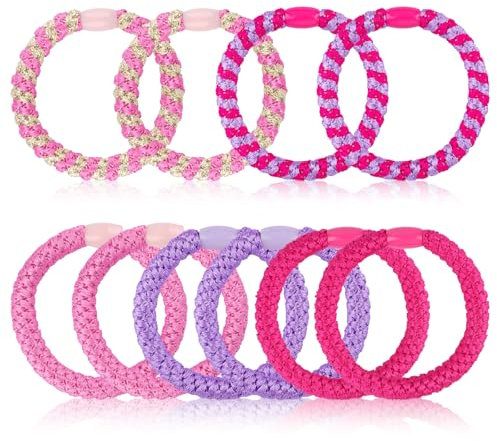 Haargummi Damen, 10 Stück Haargummis, Elastisch Zopfgummi, Stylisch Pferdeschwanz Inhaber für Damen, Mädchen, Kinder (Rosa)