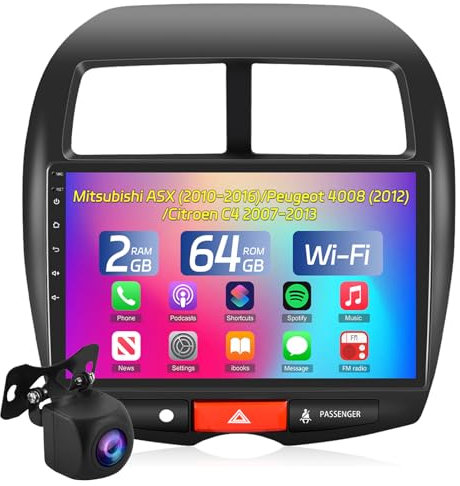 NHOPEEW Radio de Coche 2+64G para Mitsubishi ASX 2010-2016/Peugeot 4008 2012/Citroen C4 2007-2013 - Carplay inalámbrico y Android Auto-Estéreo Android de10,1 Pulgadas - WiFi EQ GPS Mirror Link FM RDS