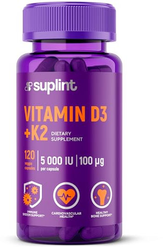 Vitamine D3 K2 Haute Dose – 5000 UI Vitamine D + 100 µg K2 MK-7 – 120 Gélules Véganes – Développé aux Pays-Bas – Certifié GMP & Testé en Laboratoire – Soutien Os, Dents & Immunité