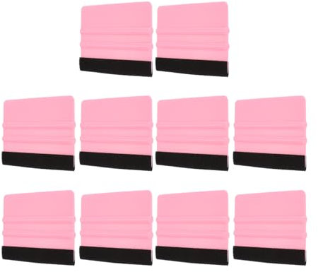 QUARKZMAN 10 Stück Vinyl-Rakel, Filzkanten-Vinyl-Wrap-Decal-Rakelwerkzeug, 4-Zoll-Autovinyl-Folien-Schaber-Kunststoffrakel für Autowrap, Schildherstellung, Fenster, Pink, Rechteck