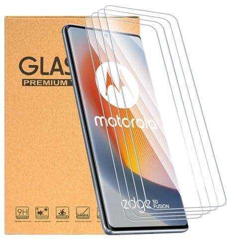 Lot de 4 Protections d'Écran en Verre Trempé Compatible avec Motorola Edge 50 Fusion, Dureté 9H, Ultra Clair, Résistant aux Rayures, Installation Facile, Compatible Coques