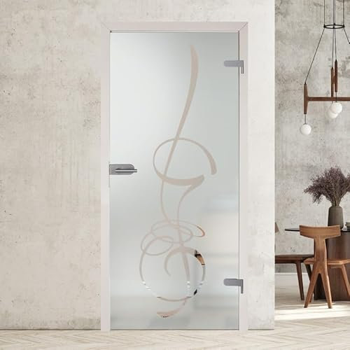 LoXus-Glastür DIN Links DIN rechts- Hochwertige Studio Ganzglastür aus kratzfestem ESG-Glas für stilvolle Raumgestaltung, Studio/Studio,Echtglas Zimmertür-glastür wohnzimmer(GTS 287-F2, 709 X 1972 mm)