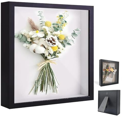 Bilderrahmen zum Befüllen, Tiefer Bilderrahmen zum Befüllen 30 x 30 cm, mit Transparente Acrylplatte, 3D Objektrahmen Tiefer 3cm, Quadratischer Stereoskopischer Rahmen, Wände, Kunsthandwerk, Schwarz