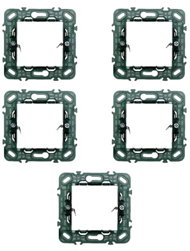 5 Supporti 2 moduli/posti, Compatibile Con Vimar Plana, Scatola tonda 502, Realizzato In plastica di alta qualità, 100% compatibile con le placche e i moduli originali