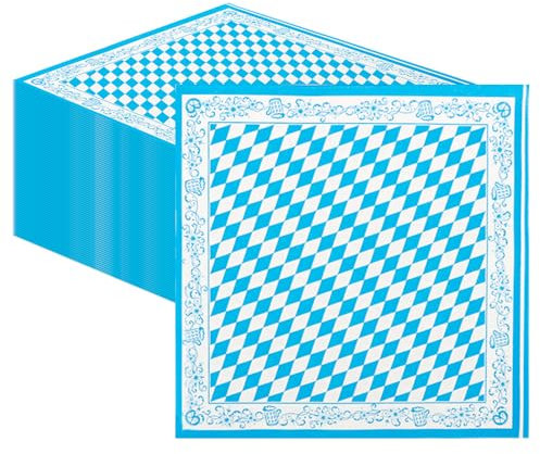 80 Stück Oktoberfest Servietten Ayrische Deko - Oktoberfest Deko Oktoberfest Servietten Bayern Blau Weiß Tissue Servietten Bayrisch Papierservietten für Oktoberfest