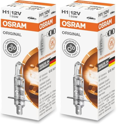 OSRAM ORIGINAL H1, halogen-headlamp bulb, 64150, 12V, folding carton box (1 piece), Orange (Pack of 2)