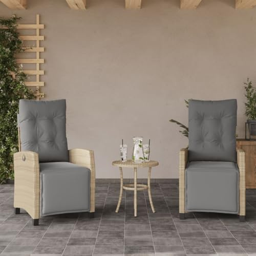 Festnight Gartenstuhl mit Fußteil Gartensessel Hochlehner Verstellbar Gartensofa Rattan Sessel Stuhl Gartenmöbel Rattanmöbel Balkon Liegestuhl Garten Balkon Stühle 2er Set