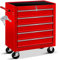 Masko® Carro de taller con 5 cajones y cerradura, rojo, metal macizo. Carro de herramientas profesional y movible sin equipamiento, carrito con ruedas para almacenamiento de herramientas con candado