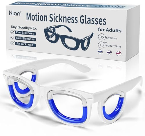Hion Smart Glasses für Erwachsene gegen Reisekrankheit, ultraleichte, tragbare Flüssigkeitsbrille gegen Übelkeit, Reise- und Seekrankheit, unverzichtbar für Reisen und Kreuzfahrten