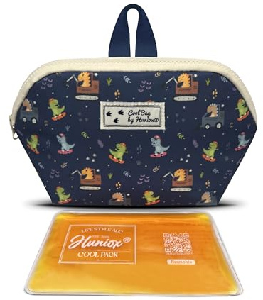 Huniox® Cool Bag - Bolsa Termica Porta Alimentos Infantil - Bolsa Merienda Infantil - Almuerzo Niños Colegio - Bolsa Almuerzo Niño - Porta alimentos Niños Colegio (Dinny, Snack)