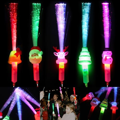 SOETDERT Leuchtstäbe Glasfaser, LED Leuchtstab, Weihnachts Leuchtwedel, Leuchtstäbe Knicklichter Partyzubehör, Leuchtstab Kinder für Mitgebsel, Weihnachten, Party, Konzert, Kindergeburtstag