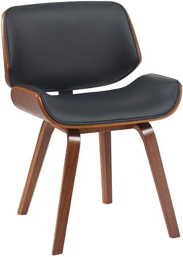 CLP Esszimmerstuhl Beverley Kunstleder, Polsterstuhl aus Holz, Küchenstuhl mit Rückenlehne, Sessel gepolstert, Farbe:walnuss/schwarz