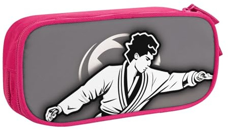 Federmäppchen mit Karate-Highkick-Icon-Druck, Aufbewahrung, Kosmetik, Kunstwerkzeug, Zubehör, Studenten, Lehrer, vielseitig einsetzbar, rose, Einheitsgröße, Schulranzen-Set