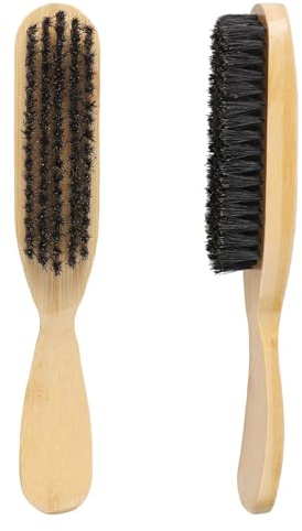 2 Stück Sleek Bürste,Wildschweinborsten Bürste,Bartbürste Gesichtsrasur mit Griff,Sleek Zopf Boar Bristle Brush,Borsten Bartkamm für Friseur Männer Dame Baby Kind,für Haar und Bart Styling