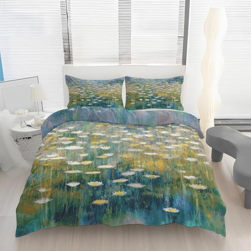 Türkis Blumenmuster Bettwäsche 135x200 Romantisch Floral Pflanzen Bettbezug + 1 Kissenbezüge 80x80 2 Teilig Bettwäsche-Sets mit Reißverschluss, Weich Bügelfrei Mikrofaser Bettdeckenbezug Ag24