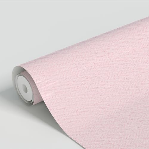 ANBILILA Selbstklebende Tapete, Rosa Strohwebstruktur Abziehen und Aufkleben Kontaktpapier, 40x500CM Fischgrätenmuster Geometrisch Nahtlose Patchwork Abziehbare Tapete Dekofolie für Wandtattoo