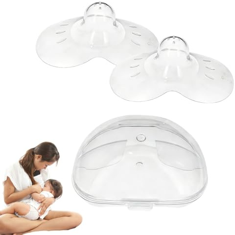 YOFDAL 2 Pezzi Paracapezzoli Contact in Silicone e Custodia, paracapezzoli allattamento, Design Morbido e Sottile, Senza BPA, Taglia L(B)