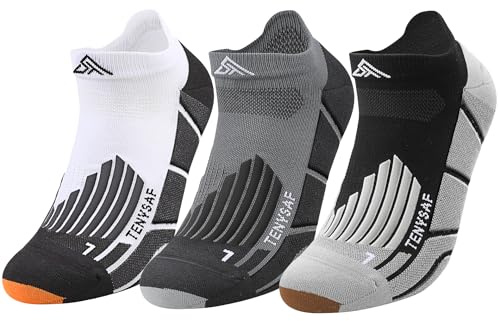 Lounwee Kompressions‑Kurz‑Laufsocken: zweizonige gezielte Muskelstützung | 15-20 mmHg Kompression – Gepolsterte Frottiersohle nahtlos feuchtigkeitsableitend Laufen/Wandern 3er-Pack