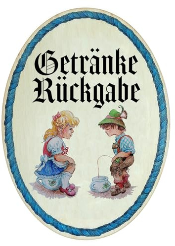 WC Türschild Holz 18x13 cm – Vintage Nostalgie Design „Getränke Rückgabe“ – Badezimmer & Gäste WC Schild aus Birkenholz – Antik Stil Deko für Zuhause, Gastronomie & Ferienwohnung