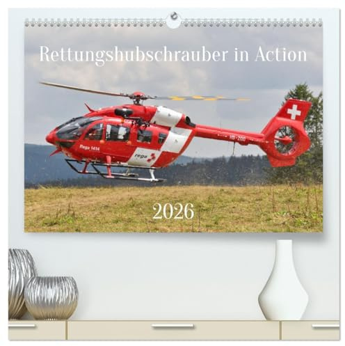 Rettungshubschrauber in Action (hochwertiger Premium Wandkalender 2026 DIN A2 quer), Kunstdruck in Hochglanz: Die spannende Welt der Luftrettung (CALVENDO Technologie)
