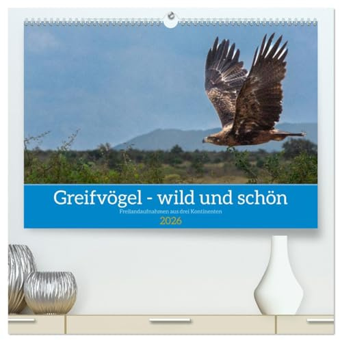 Greifvögel - wild und schön (hochwertiger Premium Wandkalender 2026 DIN A2 quer), Kunstdruck in Hochglanz: Greifvögel in ihrer natürlichen Umgebung (CALVENDO Natur)