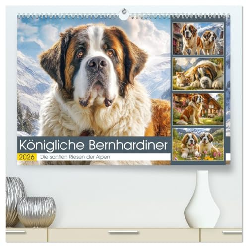 Königliche Bernhardiner. Die sanften Riesen der Alpen (hochwertiger Premium Wandkalender 2026 DIN A2 quer), Kunstdruck in Hochglanz: Eine ... Hunden die das Herz berühren (CALVENDO Tiere)