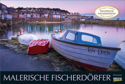 Malerische Fischerdörfer 2025: Großer Foto-Wandkalender mit Bildern von verträumten Fischerorten. Edler schwarzer Hintergrund. PhotoArt Panorama Querformat: 58x39 cm.