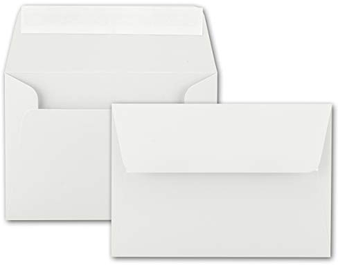 75x Brief-Umschläge B6 - Naturweiß - 12,5 x 17,5 cm - Haftklebung 120 g/m² - breite edle Verschluss-Lasche - hochwertige Einladungs-Umschläge
