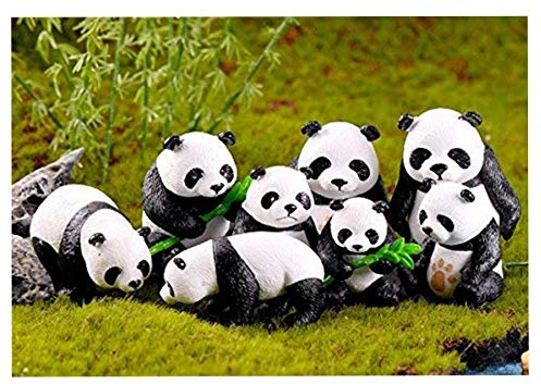 8 Stück Mini Panda Figuren Set - Miniatur Garten Tierfiguren Ornamente für Bonsai, Puppenhaus, Kuchen, Tortenaufleger, Tisch, Landschaft, Schneekugeln