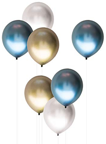 Oblique Unique® 7X Luftballons im Farbmix für Geburtstag Feier Party Deko Ballons im Metallic Look - wählbar (Blau)