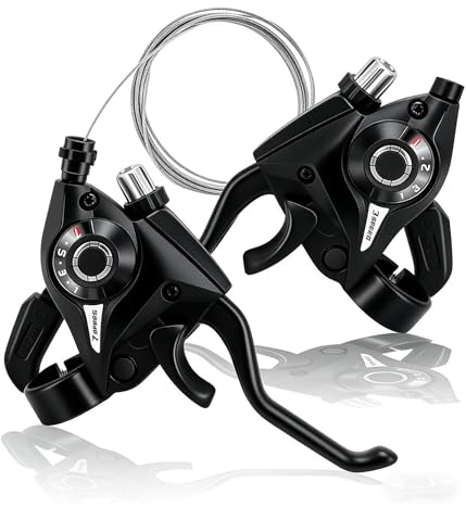 3x7 Speed Bike Shifter Brake Levers Combo, 21-Speed Integrated Bicycle Gear Shifter Set with Visual Gear Indicator & Stainless Steel Shift Cables, Replacement Parts for Mountain Bike, Road Bike, MTB