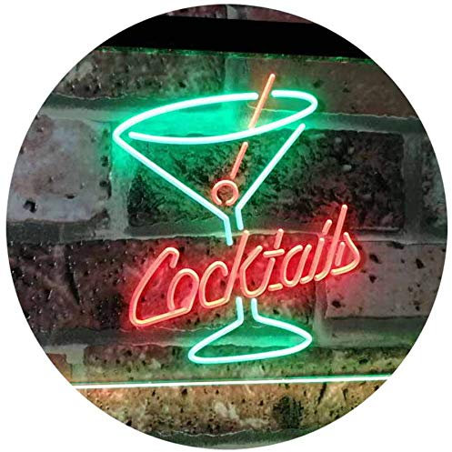 ADVPRO Cocktails Glass Bar Club Beer Décor Dual Color LED Barlicht Neonlicht Lichtwerbung Neon Sign Grün & Rot 600 x 400mm st6s64-i2112-gr