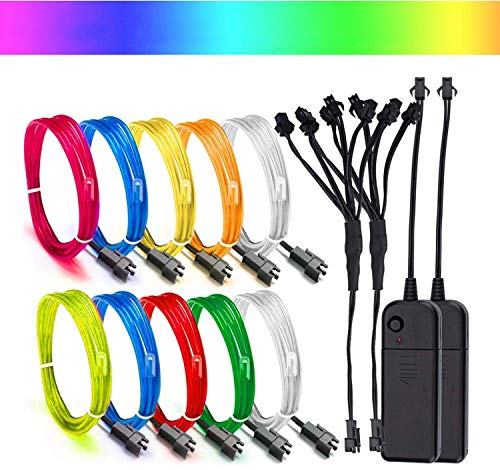 Mioke EL Draht Leuchtschnur Kabel Lichtschnur,Super Bright EL Wire Beleuchtung Lichtband für Party Weihnachtsfeier Dekoration