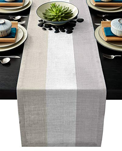 Custom Bed USA Geometrischer Tischläufer, Kommode, Schal, 33 x 177,8 cm, Leinen, rutschfest, hitzebeständig, Tischset, Heimdekoration, für Hochzeitsbankett, Dekoration, ethnische Streifen, Moderne