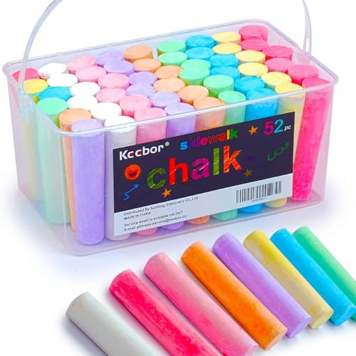 Keebor Washable Jumbo Sidewalk Chalk, 54 Pcs, 8 Colors